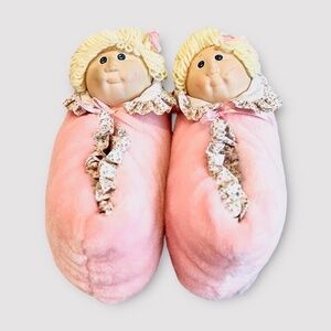 Vintage Cabbage Patch Kids Pink Slippers Blonde Head Doll Size 7/8
